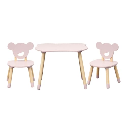 Rebecca Mobili Table et 2 Chaises pour Enfants, Ensemble Table avec Chaises, Rose Marron, MDF Pin, pour Chambre Enfant, Style Scandinave - Dimensions : 44 x 60 x 56 cm /...