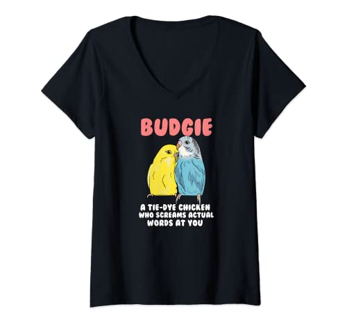 Mujer Parakeet Budgie Bird Pareja I Funny Budgie Bird Lover Camiseta Cuello V