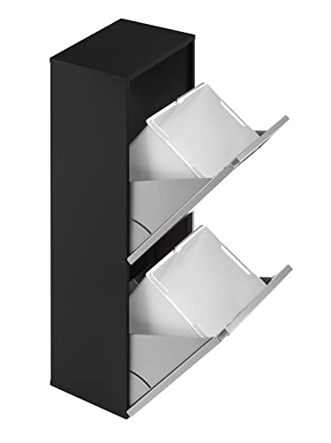 ARREGUI Vario CR205 Abfalleimer/Mülleimer aus Edelstahl, Mülltrennsystem mit 2 entnehmbaren Inneneimern aus Kunststoff mit Griff, 2 x 16L (32L), anthrazit/dunkelgrau und Edelstahl, 89,5 x 31,6 x 25 cm - Image 4