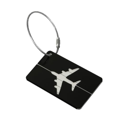 Tag De Mala De Aluminio Com Alça De Aço Etiqueta Para Identificação De Bagagem Avião (Preto)