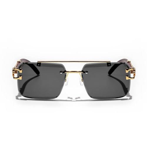 Rimless Pilot Luxury rectangle Sunglasses Diamond Cut Shades Frameless Eye Glasses for Men And women2