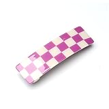 QinGoo Schachbrett Barrette Acryl Automatische Haarspangen Patentspange Haarschmuck Kopfschmuck 1stück(8.5cm*2.5cm,Purple)
