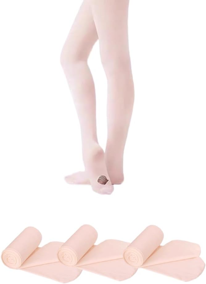Pack of 3 Girls Ballet Dance Tights Little Kids Soft Microfiber Footed Pantyhose Stretchy Stockings