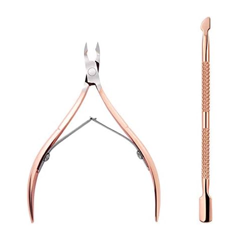 YUEMING 2 Piezas Alicate Cutículas Empujador de Cutícula Cover