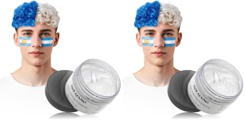 Image of White Hair Color Wax Pomades 4.23 oz - Natural Hair Coloring Wax Material Disposable Hair Styling Clays Ash for Cosplay, Party (White) (Pack of 2)