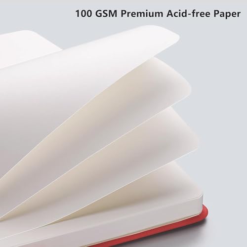 Image of RETTACY Blank Journal Notebook, 192 Pages, A5 Medium Size (5.7'' x 8.3'') | Leather Hardcover, 100 GSM Thick Paper, for Sketching, Drawing, Painting (Red)