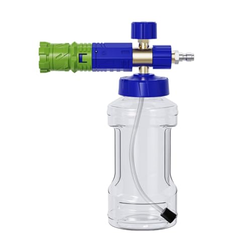 BlesConi Bouteille de mousse pour nettoyeur haute pression, construction en laiton et plastique, filetage M22-14 mm (bleu et vert)