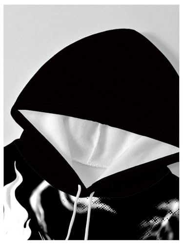 SOLY HUX Men's Goth Graphic Hoodies Y2k Skull Print Drawstring Long Sleeve Hooded Pullover Sweatshirt Streetwear4