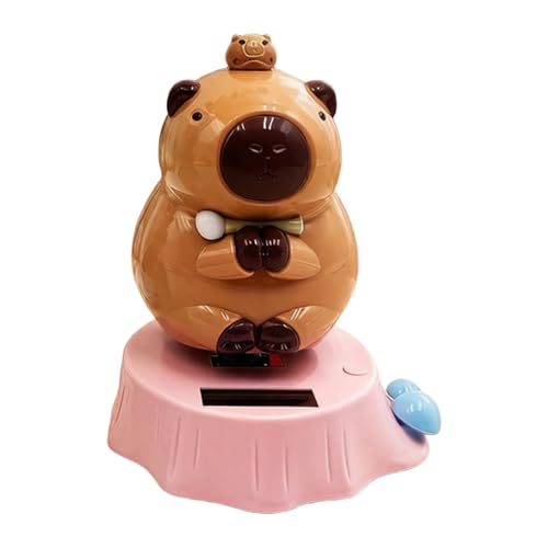 Car Dash Figurine - Solar Powered Swinging Capybara, Animated Head Nodding Ornament with Lightweight Design, Fun Vehicle Decoration for Dashboard, Truck, SUV, Tractor, Trailer, Home, Office, Shelf