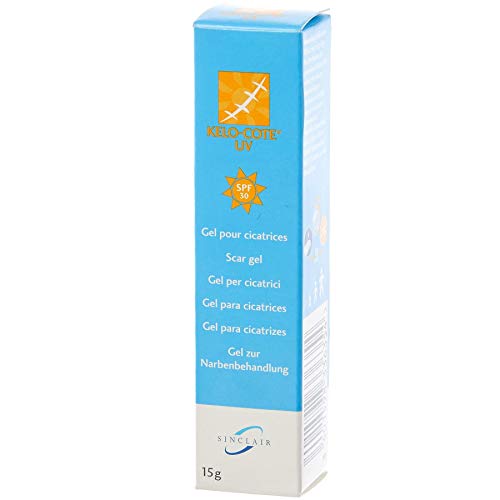 Dos paquetes de gel de cicatriz Kelo-Cote UV SPF30, 15 g