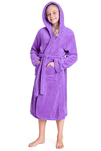 CityComfort Vestaglia Bambina in Pile Morbido, Vestaglie Invernali in Pile per Bambine (13-14 Anni, Viola)