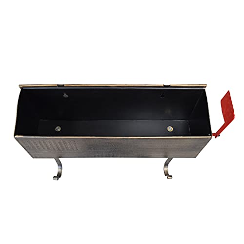 Image of Oakland Living AZ620-ANTIQUE-BRONZE Antique Bronze Patriotic Metal Outgoing Mail Flag and Newspaper Hangers Wall Mount Mailbox