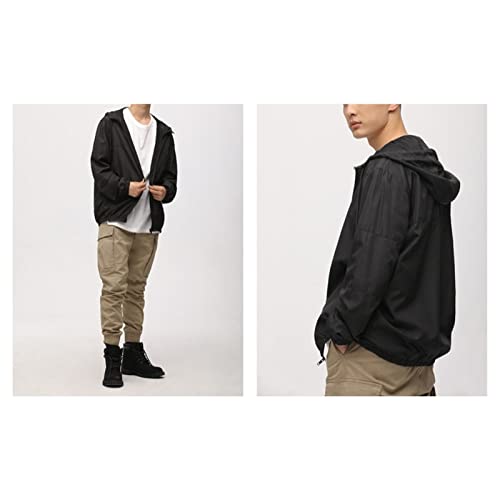 Maiyifu-GJ Men's Lightweight Windproof Windbreaker Casual Softshell Hooded Jacket Full Zip Hiking Breathable Rain Hoodie Coat4
