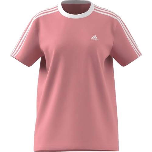adidas Damen Essentials 3-Stripes Tee, semi pink Spark/White, XL