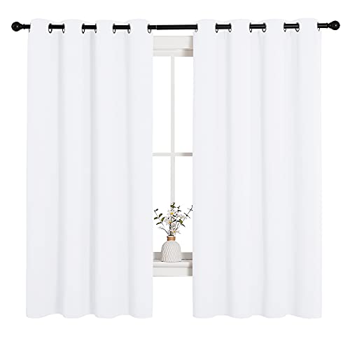 Image of NICETOWN Draperies Curtains Panels, Blocking Out 50% Sunlight Window Treatment Curtains, Small Window Drapes for Bedroom (2 Panels, 55 by 68, White)