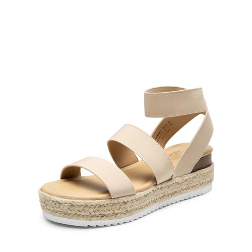 Image of DREAM PAIRS Strappy Espadrille Platform Wedge Sandals for Women Dressy Summer, Comfortable Open Toe Sandals with Cushioned Insole and Ankle Strap Buckle