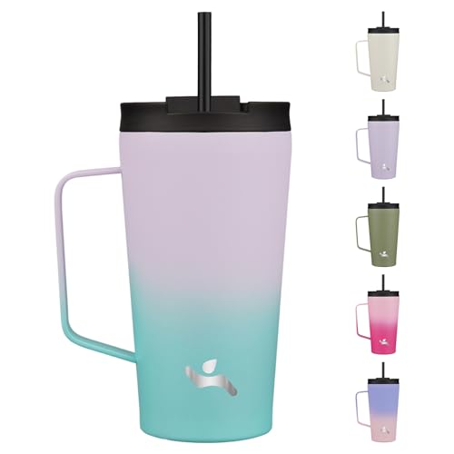 Image of Konokyo 18 oz Insulated Tumbler with Handle & Straw, Stainless Steel Mug