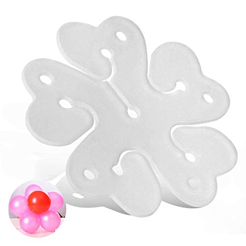 GRAND SHOP 12 Pcs Reusable Portable Flower Shape Balloon Clips Holder for Wedding Event Decorations Birthday Party Supplies(White)(Plastic)