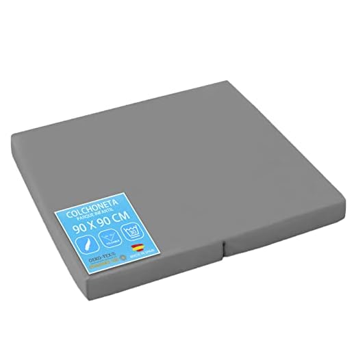 PEKITAS Colchón Colchoneta Parque Infantil Juegos 90x90cm Grosor 5cm Plegable Funda Lavable Núcleo Espuma Firme Gris Compatible con Hauk Sleep N Play SQ