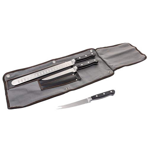 Oklahoma Joe’s Blacksmith 3‑Piece BBQ Knife Set – Full‑Tang Meat Knives with Riveted Handles & Storage Roll by Oklahoma Joe's - Image 2