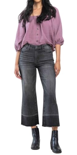 Judy Blue Charcoal Grey High Waist Wide Release Hem Crop Wide2