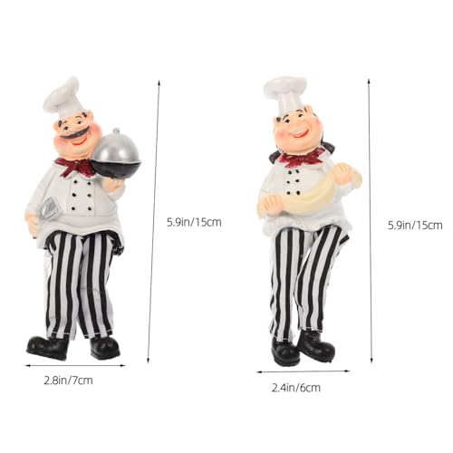 PRETYZOOM 2Pcs Kitchen Decorative Chef Figurines with Dangling Legs, Mini Resin Chef Shelf Sitters for Kitchen Counter, Cupboard Decoration by PRETYZOOM - Image 4