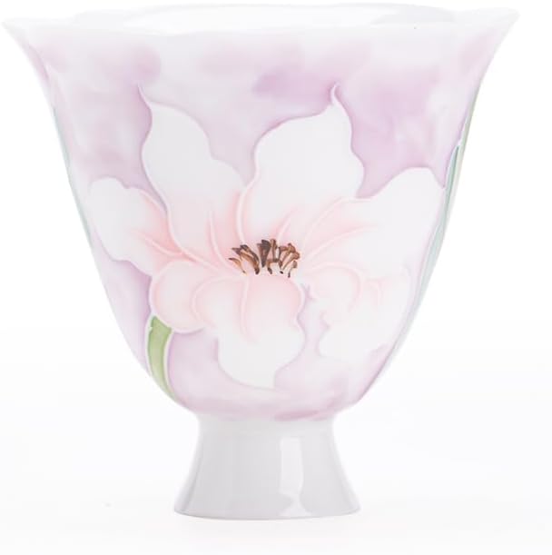 Tea Cup Hand-Painted high-Foot Teacup, Exquisite Flower-mouthed Master, Ceramic Set Soaking Container