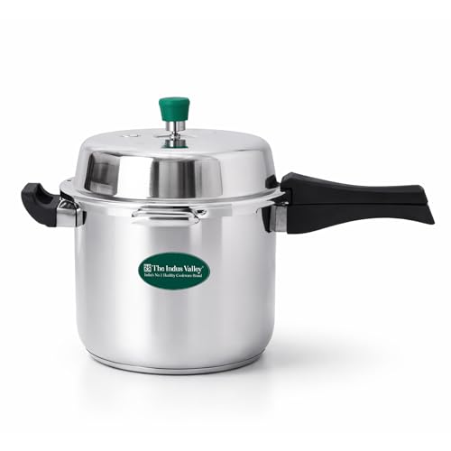 Image of The Indus Valley Stainless Steel 8 Litre Pressure Cooker Outer Lid | Induction Friendly | Tri-Ply Heavy Bottom | 100% Toxin-Free, Naturally Non-Stick