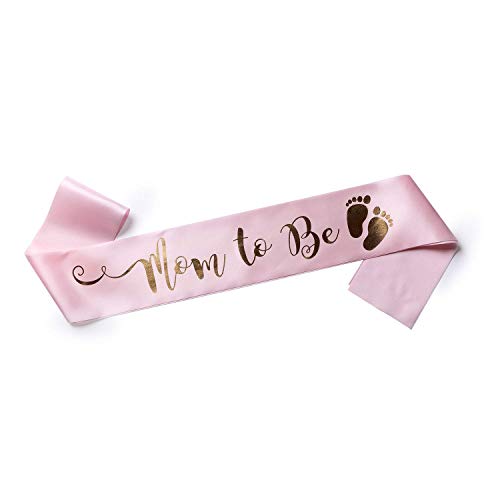 OLILLY Écharpe Mom to Be pour Baby Shower Fille - Echarpe Rose et Or (Mom to Be Rose)