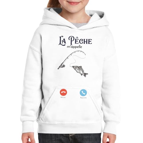 Sweat à capuche enfant la pêche m'appelle vêtement loisir lac