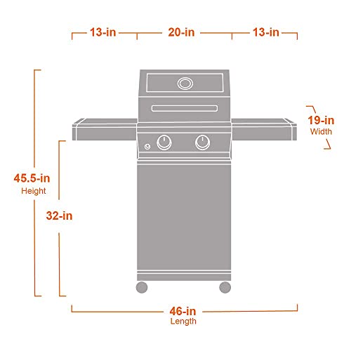 Monument Grills 14633 2-Burner Stainless Steel Foldable Liquid Propane Gas Grill with Clearview® Lid, Knob Controls, Outdoor Use, Mesa 200
