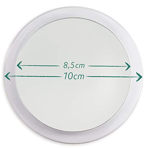Make Up Magnification Mirror with Suction Cups: Portable Bathroom Mirror and Travel Magnifying Mirror, 10x Magnifying Face Mirror White with Acrylic Frame, Round Makeup Mirror Zoom by Fantasia