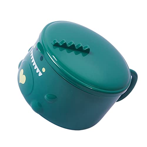 PRETYZOOM 1Pc Cartoon Dinosaur Stainless Steel Noodle Bowl with Lid Portable Eating Bowl for Home Kitchenware for Ramen Soup Rice and Salad Chic Green Design