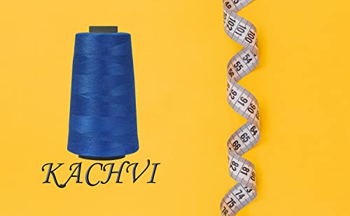 Image of Ace International Exports 3000M Overlock Polyester Sewing Thread Set Box Yarn Spools Cone (Royal Blue) - Pack of 5