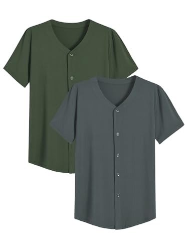 Image of Latuza Men's Bamboo Viscose Button Down Pajama Shirt 2 Pack