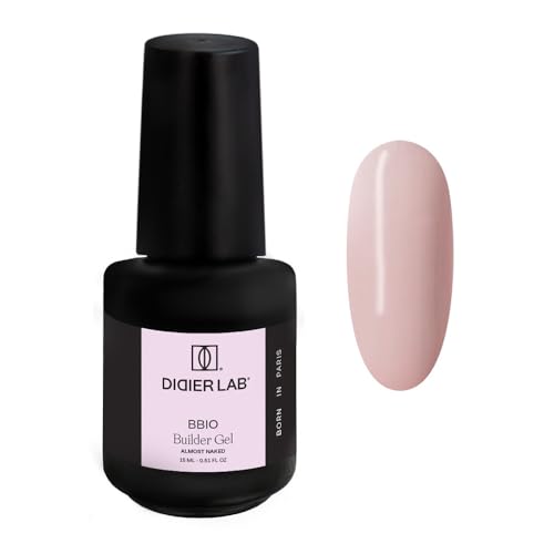 DIDIER LAB BBIO Construtor de unhas de gel em garrafa - Almost Naked - fórmula limpa livre de HEMA e TPO - Builder gel unhas auto-nivelamento - gel de unhas UV LED para fortalecer, 15 ml