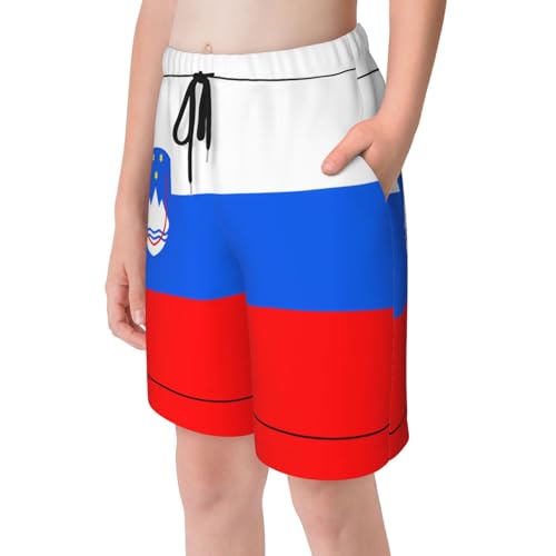 Flag of Slovenia Youth Beach Pants, Soft and Breathable, with Drawstring Waist, Suitable for Sports and Leisure.4