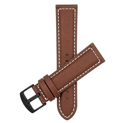 Image of Bandini Mens XL Extra Long Leather Watch Band or Regular Strap, Classic or Buffalo Pattern - 4 Colors, With or Without Stitch - 18mm 20mm 22mm 24mm 26mm 28mm 30mm Leather Watch Band for Men