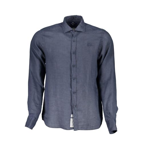 Chemise en lin bleu La Martina haut de gamme et finitions de luxe
