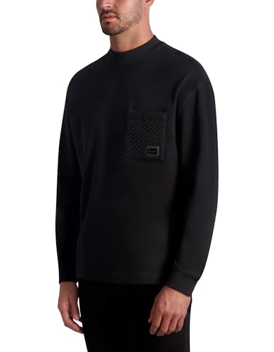 KARL LAGERFELD Mens Boucle Pocket Long Sleeve Lt Weight Sweatshirt2