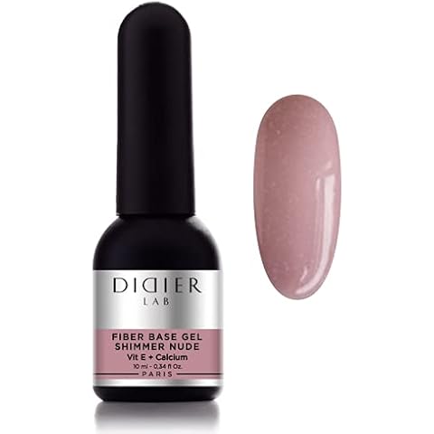DIDIER LAB Premium Fiber Base Gel Polish Shimmer Nude - LED UV Gel Base Coat - Long Lasting Soak Off Gel Nail Base Coat with Vitamins and Minerals - Strengthens Thin Damaged Nails - 0.34 fl oz Cover