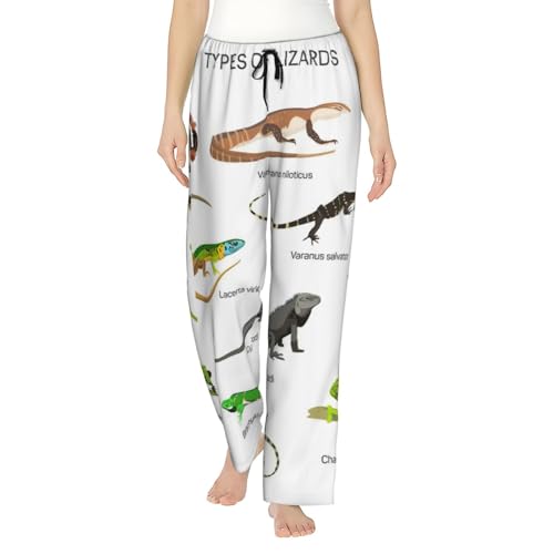 Pantalon de pyjama en polyester imprimé lézard ample et confortable pour femme avec poches