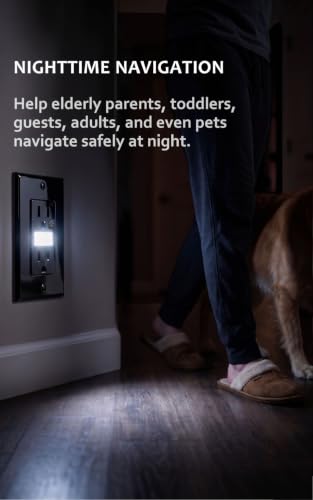 Image of SOZULAMP 4-Pack Night Light Wall Outlet, Touch & Dusk-to-Dawn Sensors | Glossy Black 15A 125V Tamper-Resistant Receptacle; Guide Light for Kids and Seniors;Ideal for Hallway,Nurserie,Stair,Bathroom