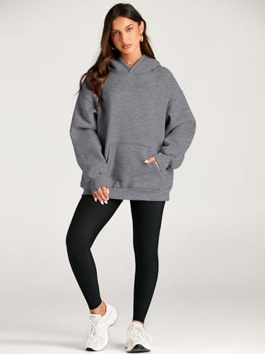 EFAN Womens Hoodies Oversized Sweatshirts Pullover Fleece Sweaters Long Sleeve Winter Fall Outfits Fashion Y2k Clothes DarkGrey M