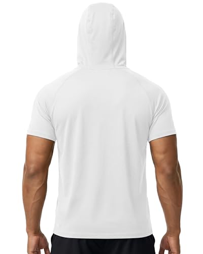 Twekfish Men's Workout Short Sleeve Hoodie, Lightweight Athletic Gym Running Shirts, Quick Dry Muscle Fit Hooded Sweatshirt — view 2