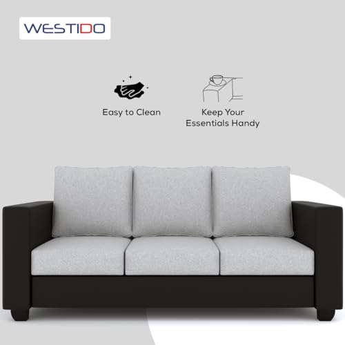 Image of WESTIDO Orlando Leatherette 3 + 1 + 1 Sofa Set (Black Grey, DIY(Do-It-Yourself)) | 1 Year Warranty