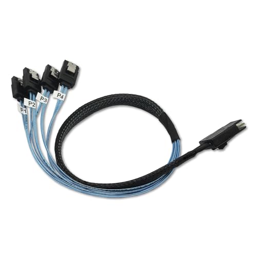 Sonilco Premium Mini SAS 36P SFF-8087 to 7Pin 4 SATA Cable High Speed Data Transfer Digital Cord (1 Cable, 0.5 M / 1.6 Feet)