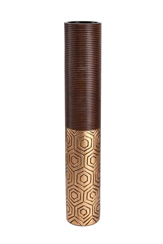 Image of Leewadee Decorative Tall Floor Vase for Living Room Decor, 25 inches, Brown Gold, Resin