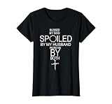 Blessed by God Spoiled by My Husband Protected by Boths T-Shirt, Women, Black, X-Large