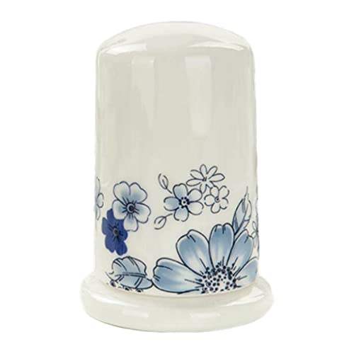 Distributeur cure-dents céramique fleur blanche pour table chic - 2